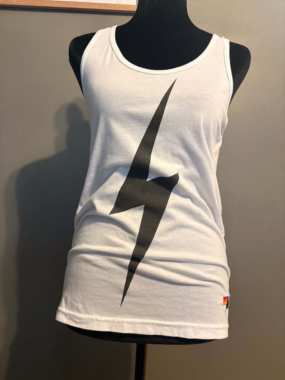 Aviator Nation Women's White Lightning Bolt Tank Top